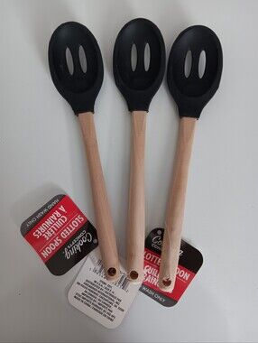Cooking Concepts Black Silicone Slotted Spoon - Set of 3